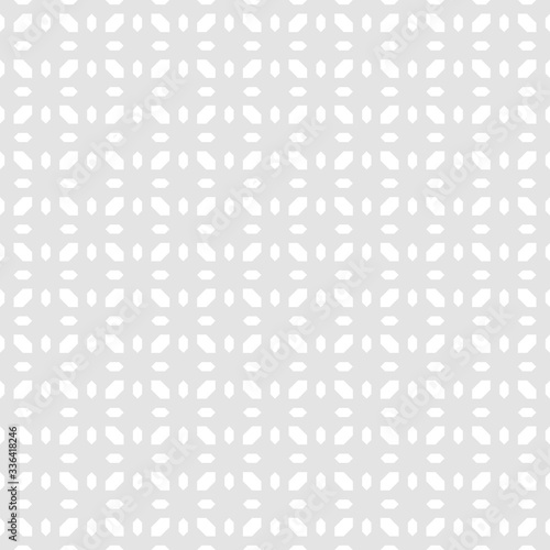 Floral geometric seamless pattern. Subtle minimal vector ornament with small diamonds, flower shapes, grid. Elegant minimalist background. Simple texture in light gray color. Repeat decorative design