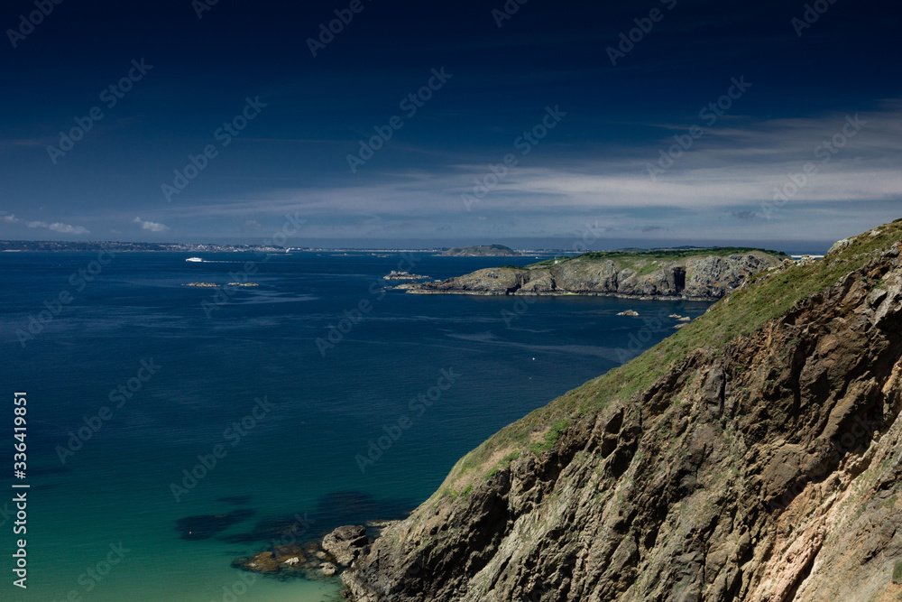 Fototapeta premium The Channel Islands in summer with good weather and greenery