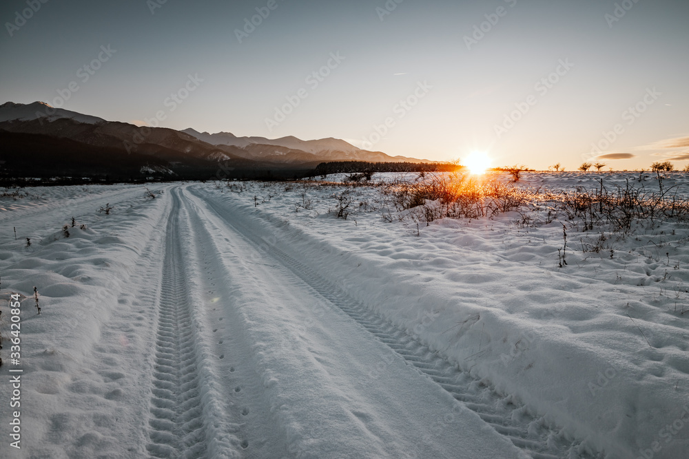 sunset in the mountains