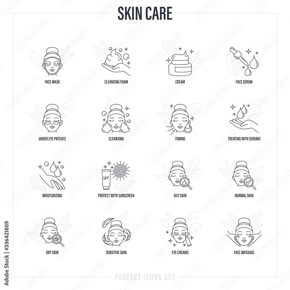 Skin care facial mask, cleansing foam, face serum, moisturizer, under