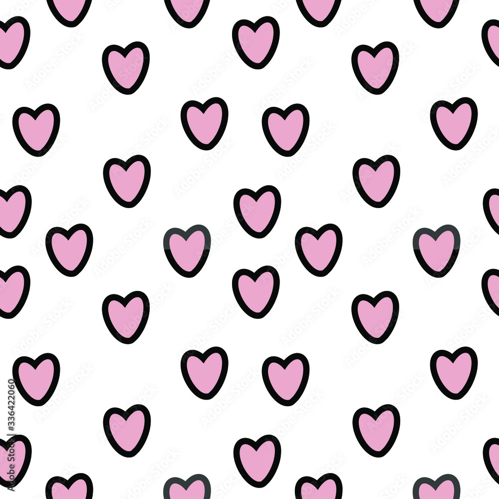 Geometric seamless pattern, isolated pink hearts on a transparent background,vector. Geometric seamless pattern, isolated pink hearts on a transparent background,vector.
