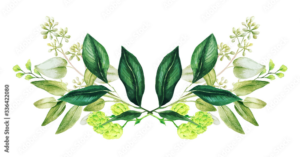 Obraz premium Greenery decorative bouquet, composed of fresh green leaves