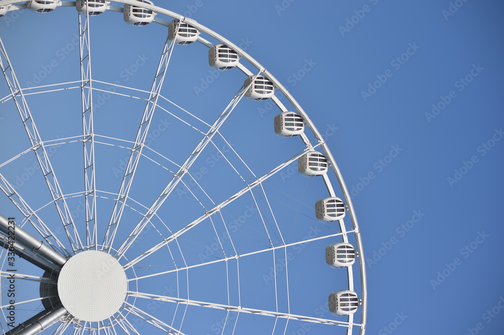 Ferris wheel against a clear blue sky Ferris wheel against a clear blue sky