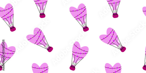 Geometric seamless pattern with balloons in the shape of a heart on a transparent background, vector. © fruts0305