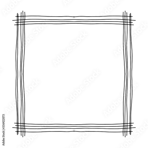 Doodle frame. Floral and geometric patterns.Black and white image.Outline drawing by hand.Vector image