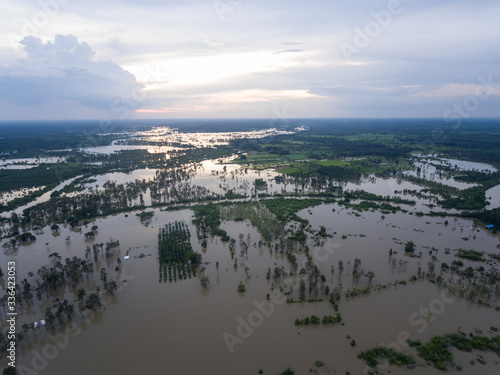 Sakon Nakhon, Thailand - August 3, 2017: Water flood at Sakon Nakhon, Thailand photo