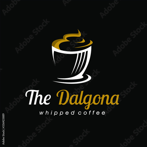 modern whipped creamy of dalgona coffee vector and logo design template 