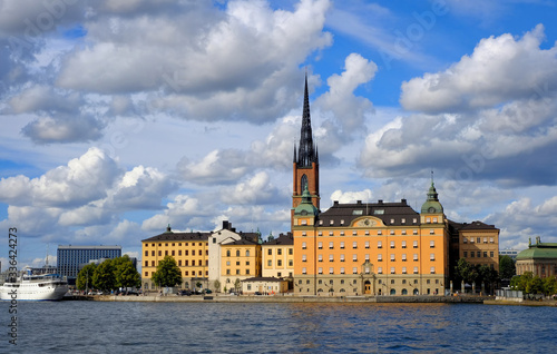 Panoramic view of Old Town Gamla Stan in Stockholm, Sweden in a summer day. August 2018