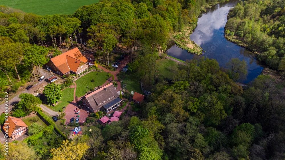Fototapeta premium rustic barn hotel near forest