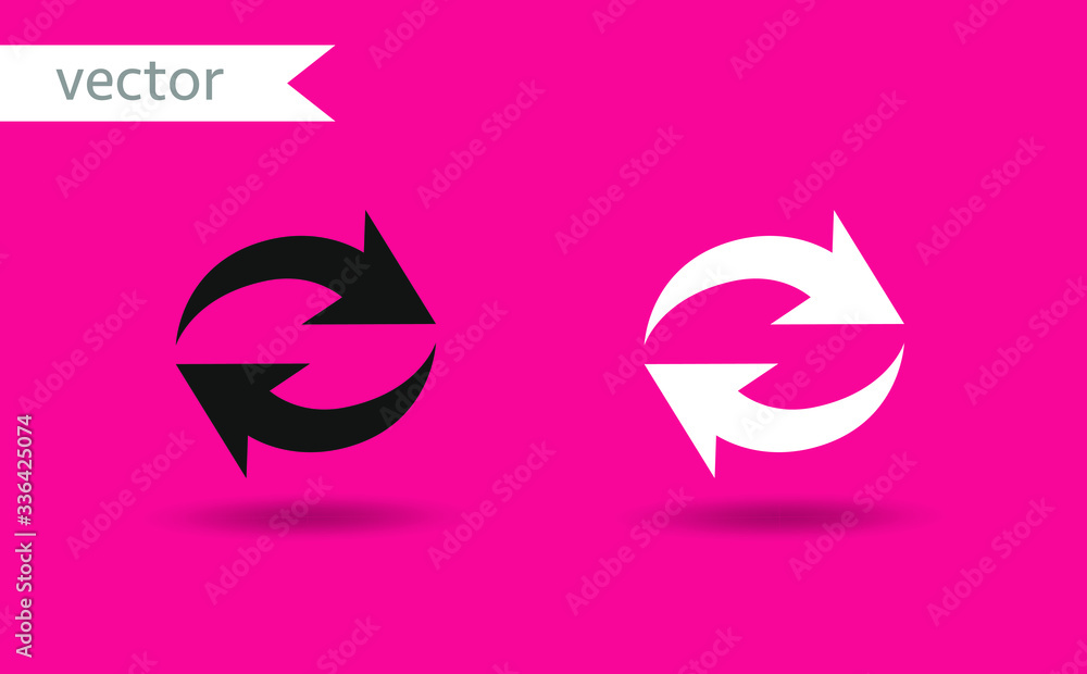 recycle arrow vector icon, recycle symbol. White and black vector desgin. Modern, simple flat vector illustration for web site, mobile app or poster design. recycle arrow vector icon, recycle symbol. White and black vector desgin. Modern, simple flat vector illustration for web site, mobile app or poster design.