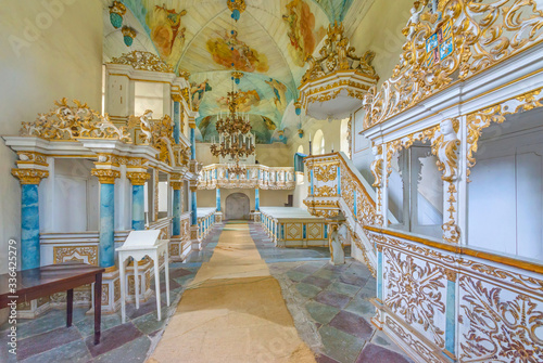 Amazing interior of baroque and rococo style church - Apriku church - in Latvia, Kurzeme photo