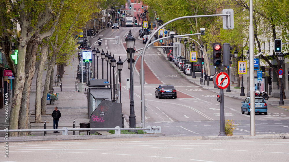 Madrid,spain-04/06/20 empty atocha street in madrid during the covid 19 coronavirus pandemic Madrid,spain-04/06/20 empty atocha street in madrid during the covid 19 coronavirus pandemic