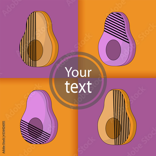 Avocado on a square background