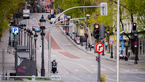 Madrid,spain-04/06/20 empty atocha  street in madrid during the covid 19 coronavirus pandemic