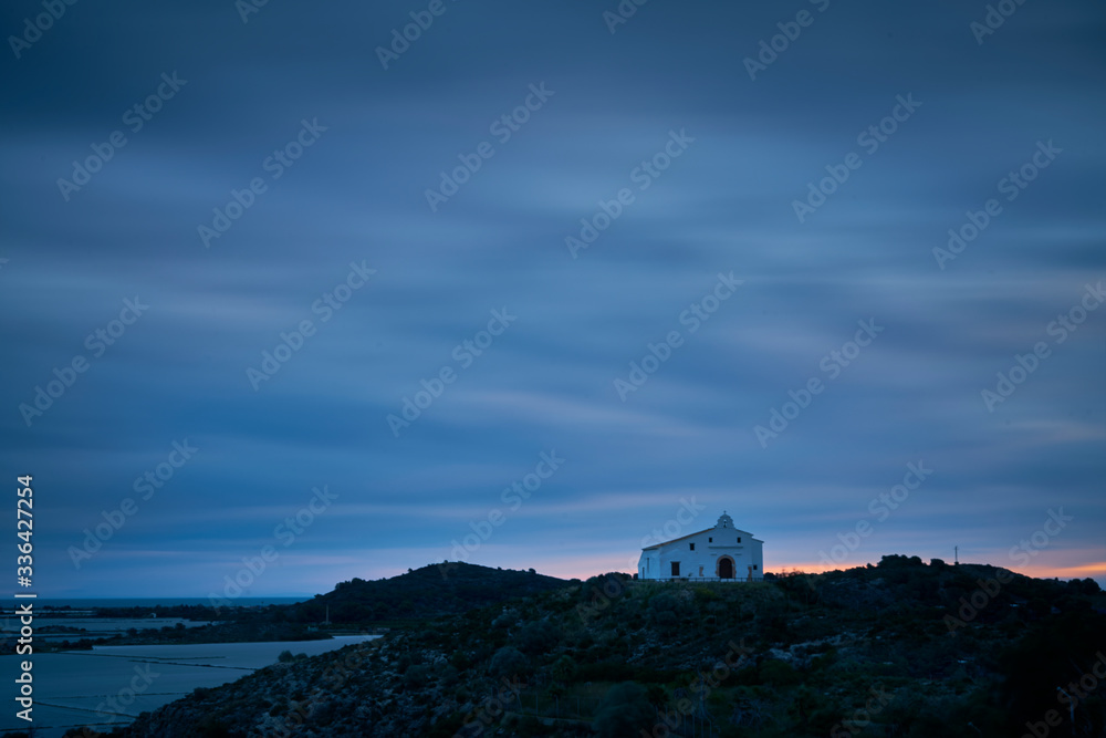 long exposure photography, of the views from the top of the mountain of a hermitage