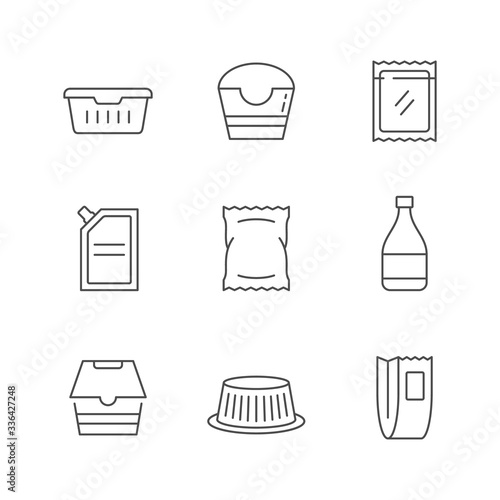 Set line icons of food packaging
