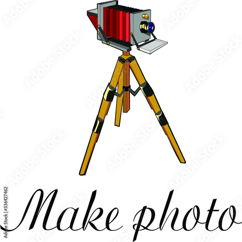 the old camera on a tripod