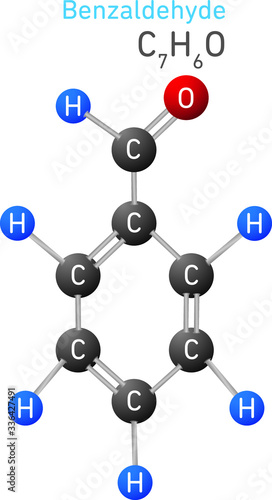 Benzaldehyde C6H5CHO Structural Chemical Formula Model