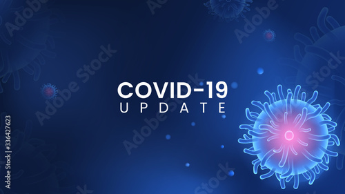 Coronavirus disease 2019 (Covid-19 or 2019-nCov) pandemic update in blue 3d microscopic with blue background. Can be use for illustration, news, education. Premium vector EPS10