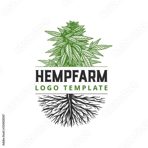 HAND DRAWN HEMP FARM LOGO TEMPLATE