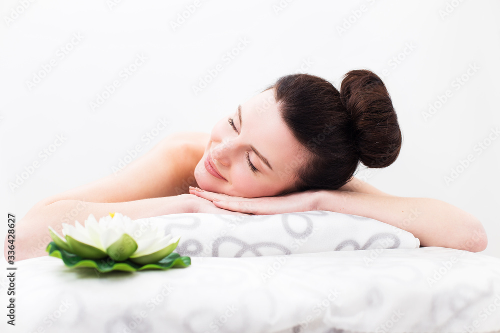 Beautiful brunette at the reception of a massage therapist Beautiful brunette at the reception of a massage therapist