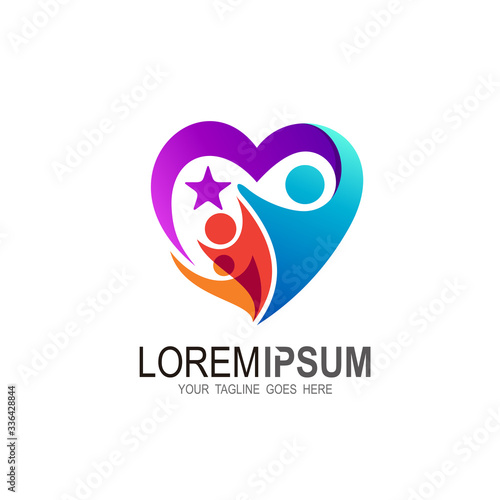 Family care logo template, family love icon,  medical icon, Star logo
