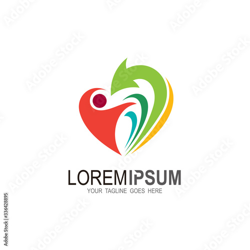 Family care logo template, family love icon,  medical icon, Arrow logo