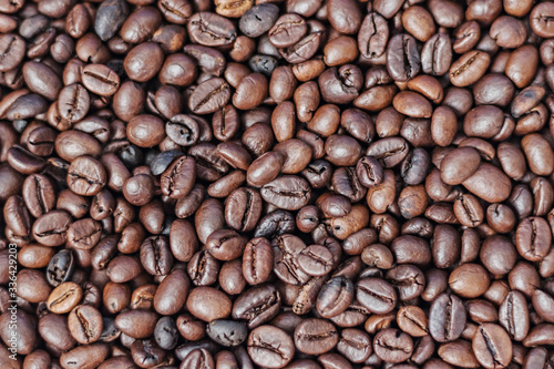 Background from roasted coffee beans. Elite coffee.