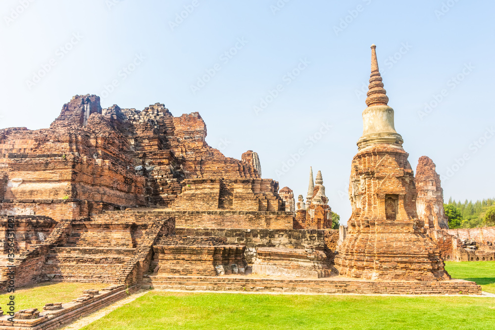 AYUTTHAYA, THAILAND, 12 JANUARY 2020: Ruins of Ayutthaya Temples