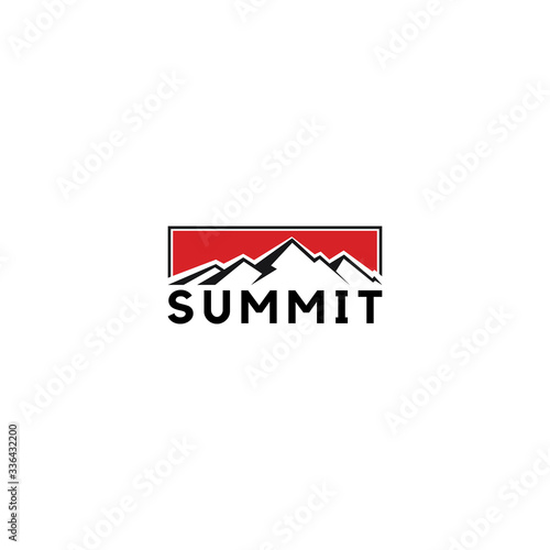 summit illustration and symbol, vector illustration, mountain logo.