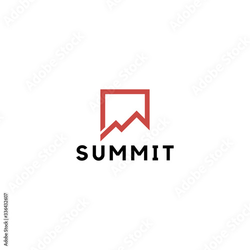 summit illustration and symbol, vector illustration, mountain logo.