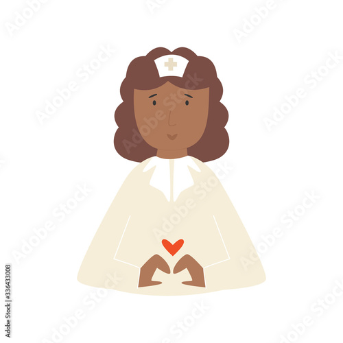 Portrait of a young nurse showing love shape