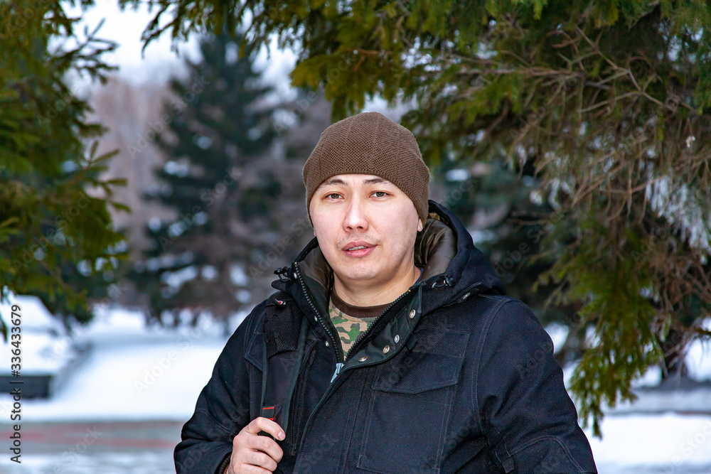 Winter portrait of a man in nature Winter portrait of a man in nature