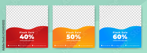 Fashion sale social media post design template Bundle. Modern promotion square web banner for social media mobile apps. 