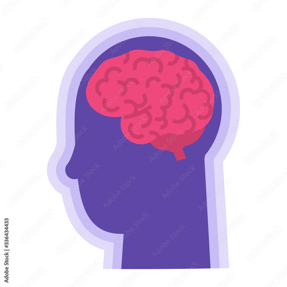 Brain health concept. Human head and brain icon.Vector illustration Brain health concept. Human head and brain icon.Vector illustration