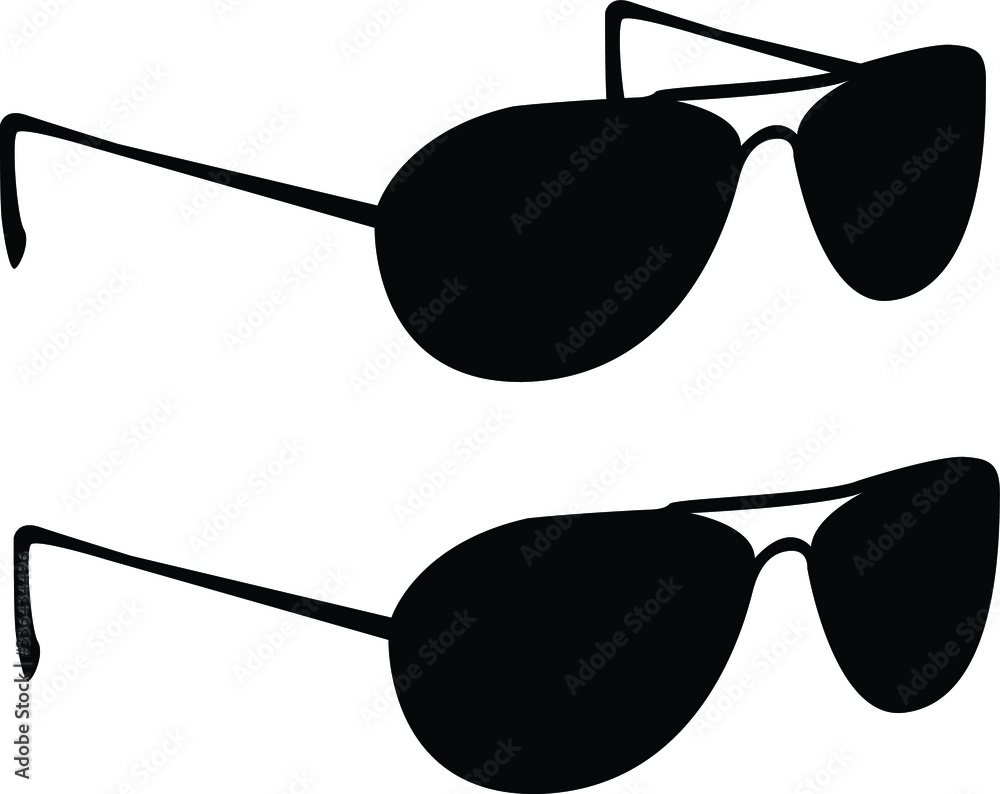 Vector image of aviator style sunglasses, black shape of fashion glasses  from profile/slightly to the side, vectorized stylish eyewear Stock ベクター |  Adobe Stock