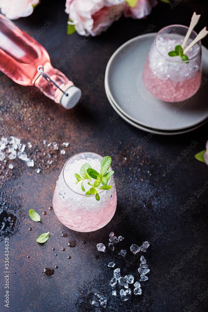 Pink cocktail with mint