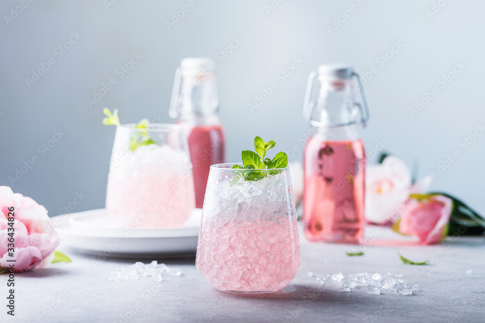 Pink cocktail with crushed ice Pink cocktail with crushed ice