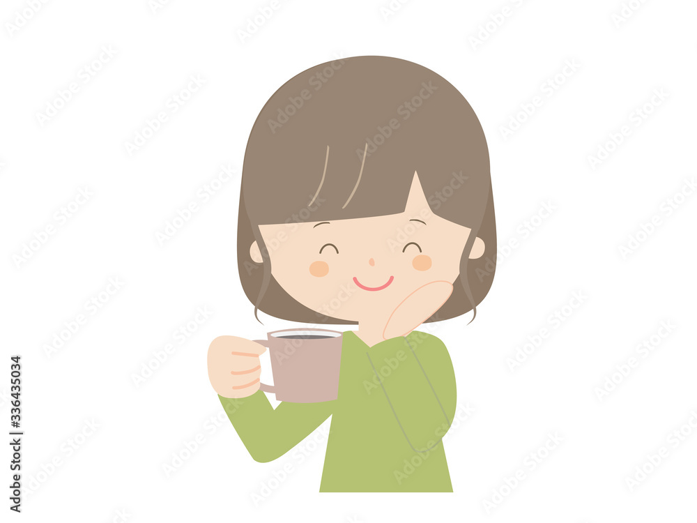 Woman being healed after drinking coffee Woman being healed after drinking coffee