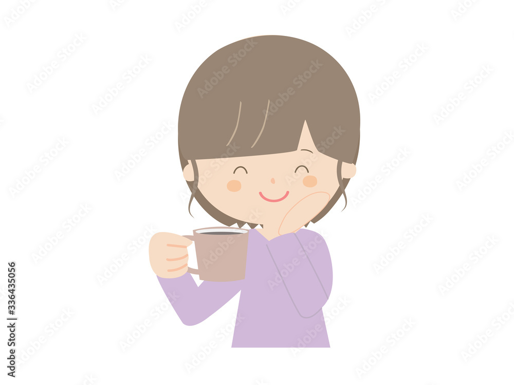 Woman being healed after drinking coffee Woman being healed after drinking coffee