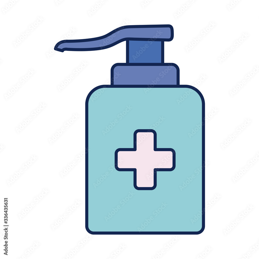 sanitizer bottle with soap, line and fill style icon sanitizer bottle with soap, line and fill style icon