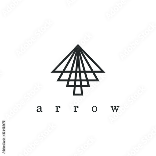 Triangle logo in multilevel design like arrow.