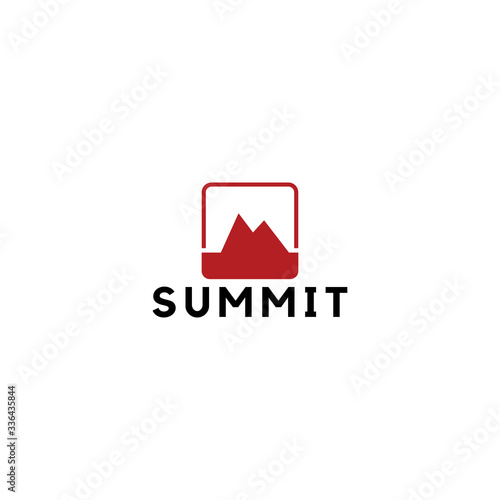 summit illustration and symbol, vector illustration, mountain logo.
