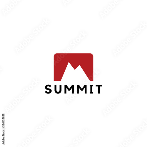 summit illustration and symbol, vector illustration, mountain logo.