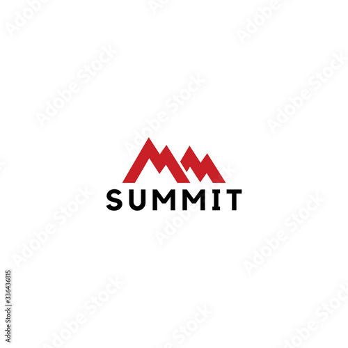 summit illustration and symbol, vector illustration, mountain logo.