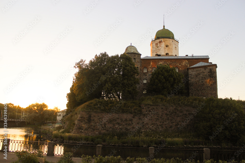 Old castle in Vyborg, Russia. City summer landscape. 