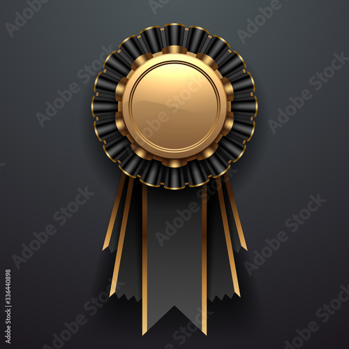 Gold and black award with ribbons photo