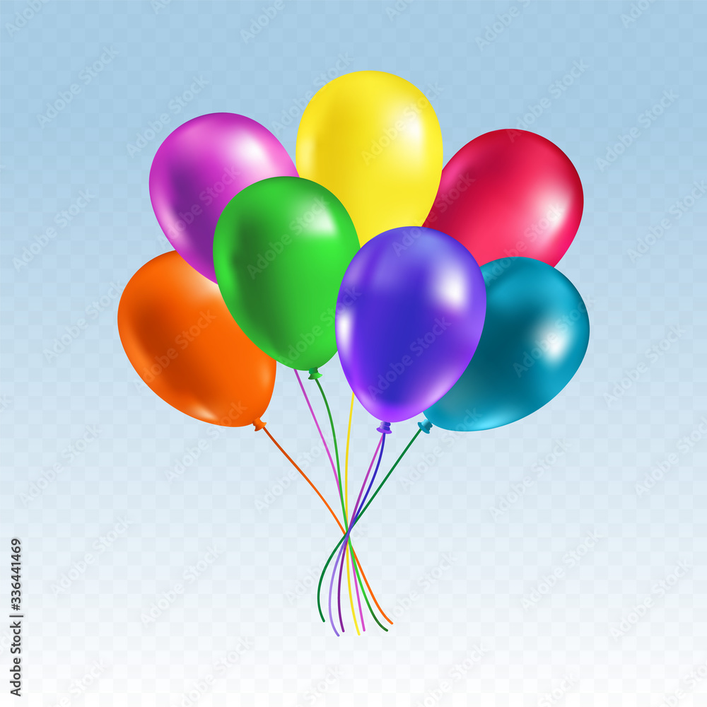 Realistic bunch of flying helium balloons. Premium quality vector illustration. Realistic bunch of flying helium balloons. Premium quality vector illustration.