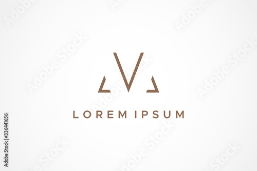 Abstract Geometric Line Initial Letter M or VM Logo. Flat Vector Logo Design Template Element.