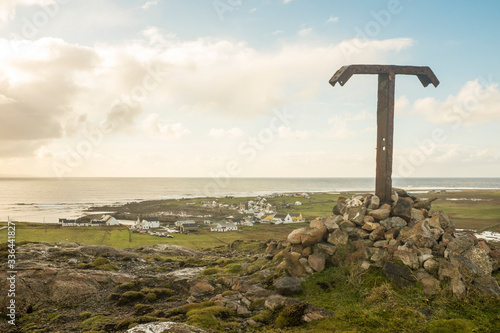 Overlooking Tory Island Village from the Metal Tau Cross, County Donegal, Ireland
